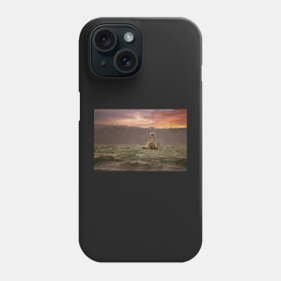 Fishing Boat Moored at Sunrise Phone Case