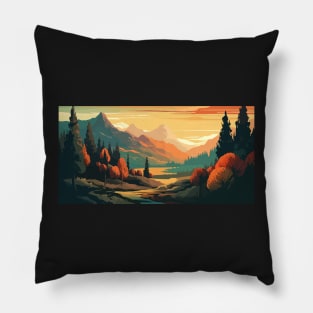 Sunrise over Riverside Landscape Pillow