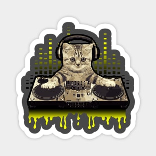 Cool Cat DJing Scratching by Basement Mastermind Magnet