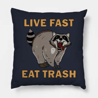 Raccoon - Live Fast Eat Trash Pillow