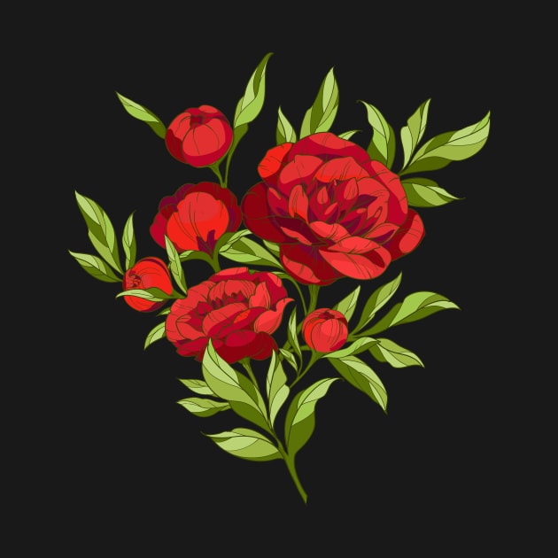 bouquet of bright red peonies by  ESHA-Studio