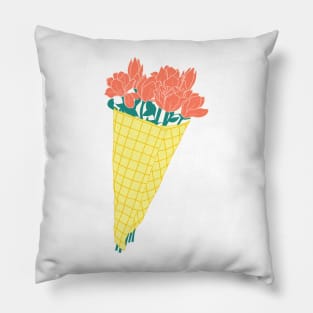 A bouquet of flowers drawn waiting for spring to come. Pillow