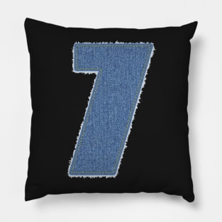 Number Seven Blue Denim Pillow