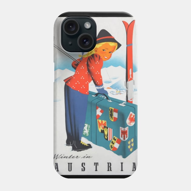 Winter in Austria vintage travel poster Phone Case by Redbooster