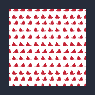 Red small sailing boats as a maritime pattern T-Shirt