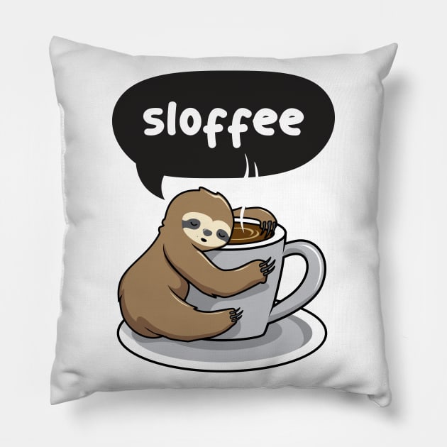 Sloffee Coffee Sloth Pillow by Mako Design 