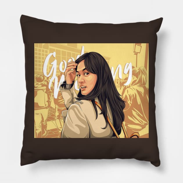 good morning scam world Pillow by Azalmawah