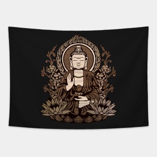 Gautama Buddha Woodgrain Tapestry