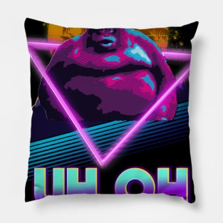 Uh Oh Stinky Poop Le Monke 80s Vaporwave Outrun Style Pillow