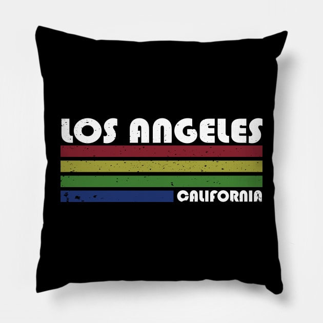 Los Angeles Stripes - Retro Distressed Pillow by Brad T