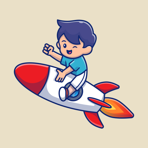 Cute Kid Riding Rocket by Catalyst Labs