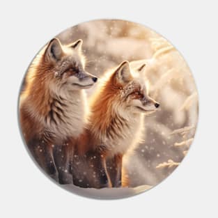 Fox Animal Wildlife Wilderness Colorful Realistic Illustration Pin