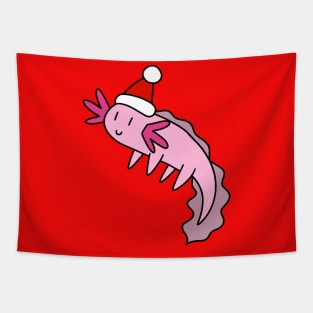 Santa Hat Axolotl Tapestry