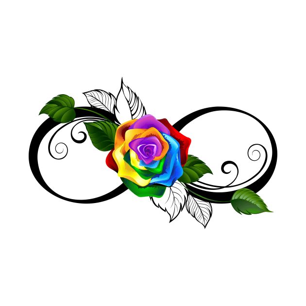 Infinity Symbol with Rainbow Rose by Blackmoon9