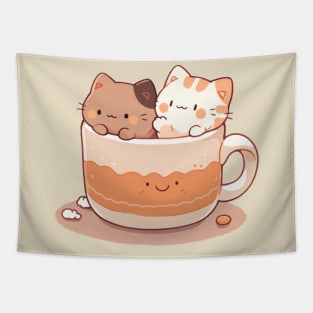 Kawaii kittens in a cup Tapestry