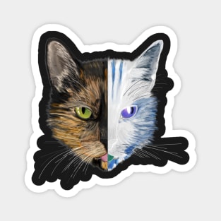 Tortoiseshell Cat Digital Art (Invert Right) Magnet