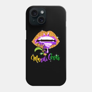 Mardi Gras Lip Biting Diamong Shining Costume, Mardi Gras 2024 Phone Case