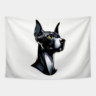 Stunning and Cool American Hairless Terrier Monochrome and Gold Portrait for Father's Day Tapestry