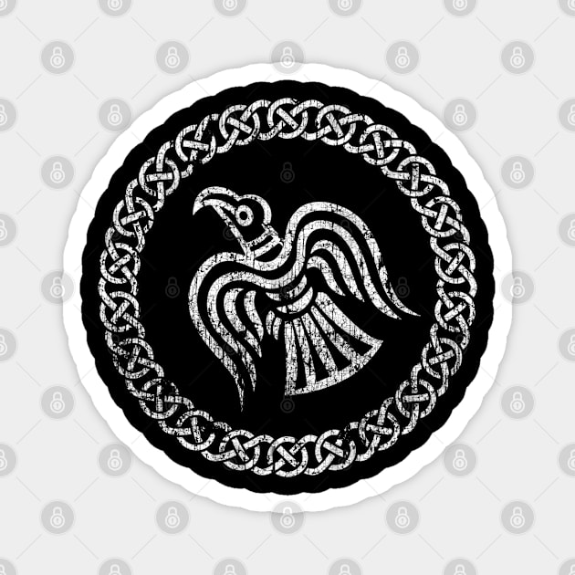 raven of odin viking knotwork distressed Magnet by Blue Pagan