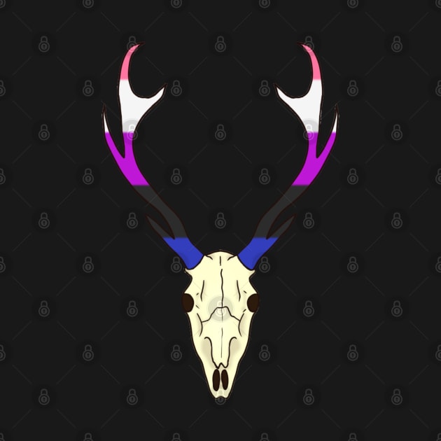 Genderfluid Pride Deer Skull by whizz0