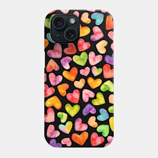 Colorful Watercolor Hearts Phone Case