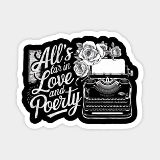 all s fair in love and poetry typewrite vintage Magnet