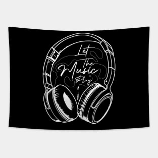 Let The Music Play - Headphone Illustration Tapestry