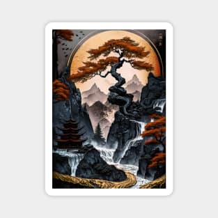 Japanese art tree landscape Magnet