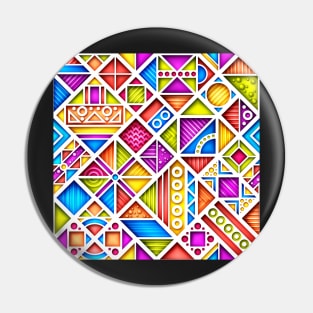 3d Colorful Geometric Pattern, Crazy Print Pin