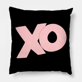 XO hugs and kisses cartoon text art in lite pink Pillow