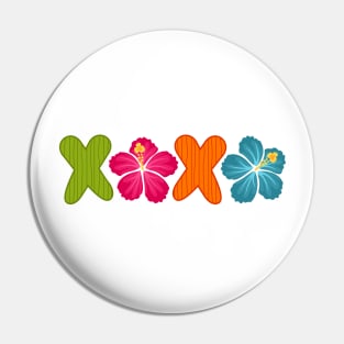 XOXO Kiss Hibiscus Flowers Text Pin