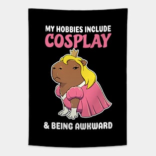 My hobbies include Cosplay and being awkward cartoon Capybara Princess Tapestry