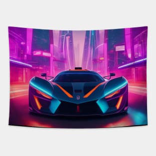 Asian Neon Velocity: Futuristic Thrill Ride Tapestry