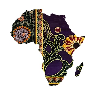 Africa Map Print Ankara Fabric Map Print T-Shirt