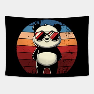 Retro Panda in Sunglasses BBQ Pool Party Funny Panda Tapestry