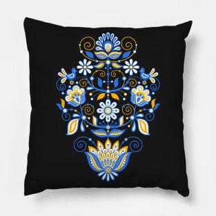 Pattern with The Tree of Life Inspired by Ukrainian Traditional Embroidery Pillow