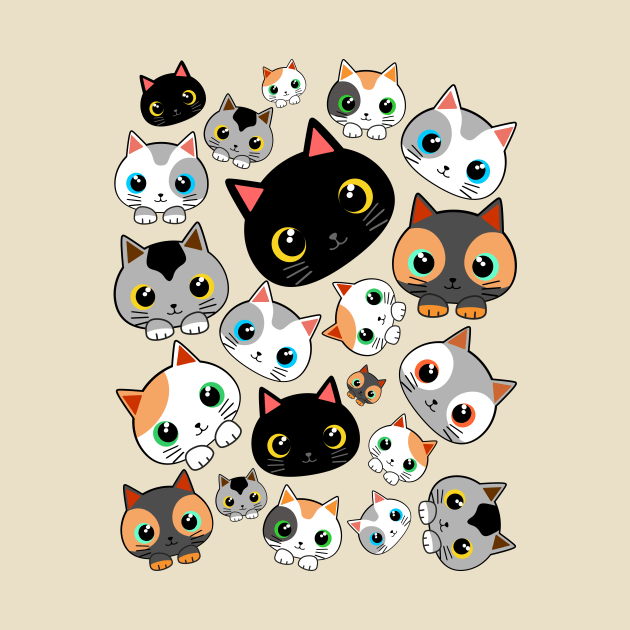 Kitty Cats Kawaii Cute Characters Childhood Pattern by BluedarkArt