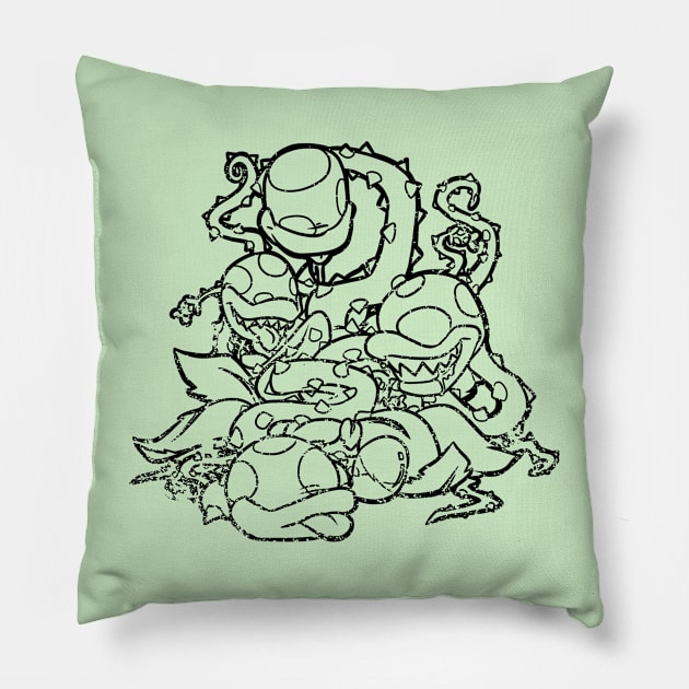 Plant Pile (Outline) Pillow by NoveltyStylus