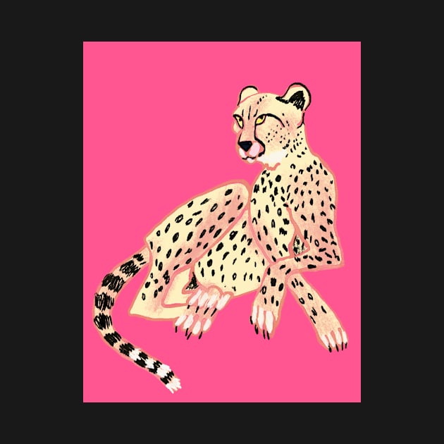 Leopard cheetah on pink by Orangerinka