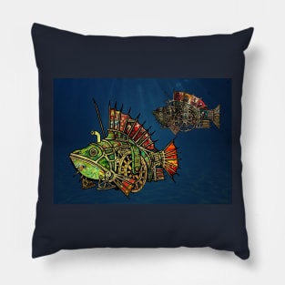 Steampunk Fish #5 Pillow