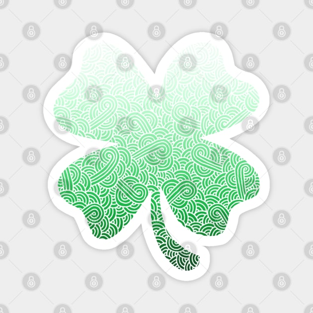 Ombre green and white swirls doodles shamrock Magnet by Savousepate