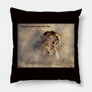 Prehistoric Smilodon  Giant Extinct Sabre Tooth Tiger Pillow