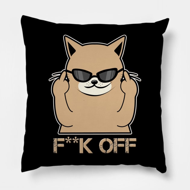 Cat Sun Glasses Pillow by Imutobi