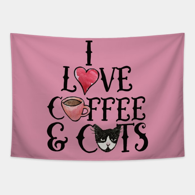 I love coffee and cats Tapestry by bubbsnugg