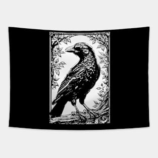 Inked Raven Tapestry