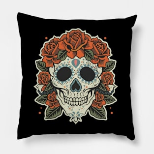 American Traditional Skull Tattoo Pillow