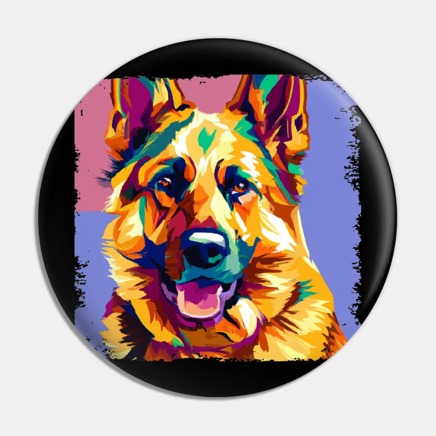 German Shepherd Dog Pop Art - Dog Lover Gifts Pin by PawPopArt