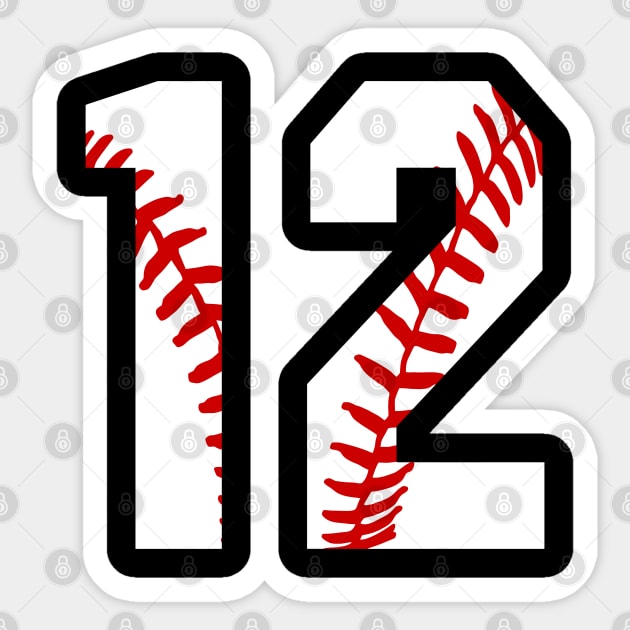TeeCreations Baseball Number 12 #12 Baseball Shirt Jersey Favorite Player Biggest Fan Sticker