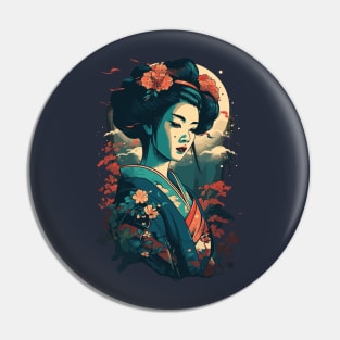 Tradicional Japanese Woman Geisha Pin