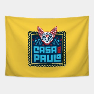 Casa de Paulo Main Logo on Yellow Tapestry